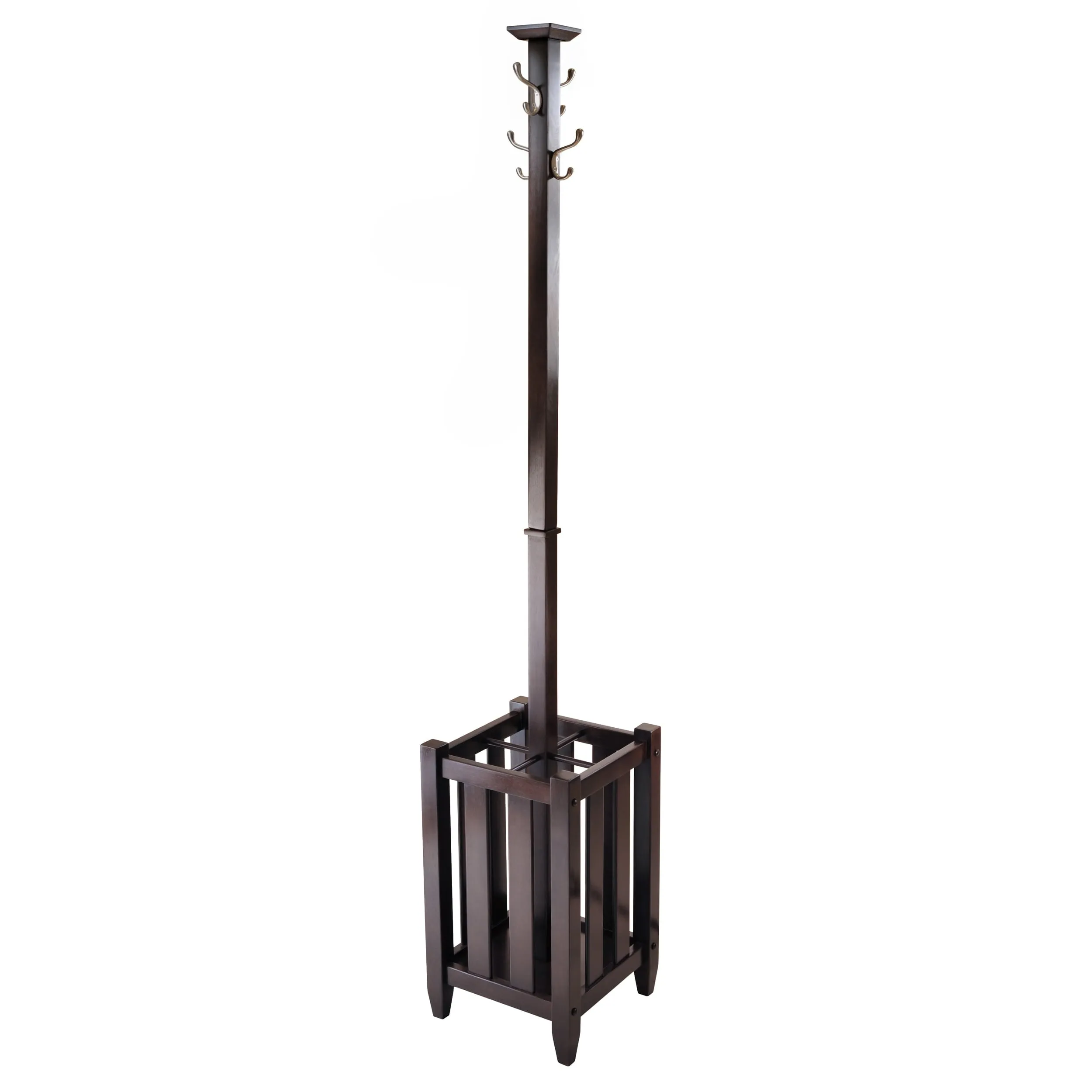 relaxed Wood Memphis Coat Tree and Umbrella Rack, Cappuccino Finish