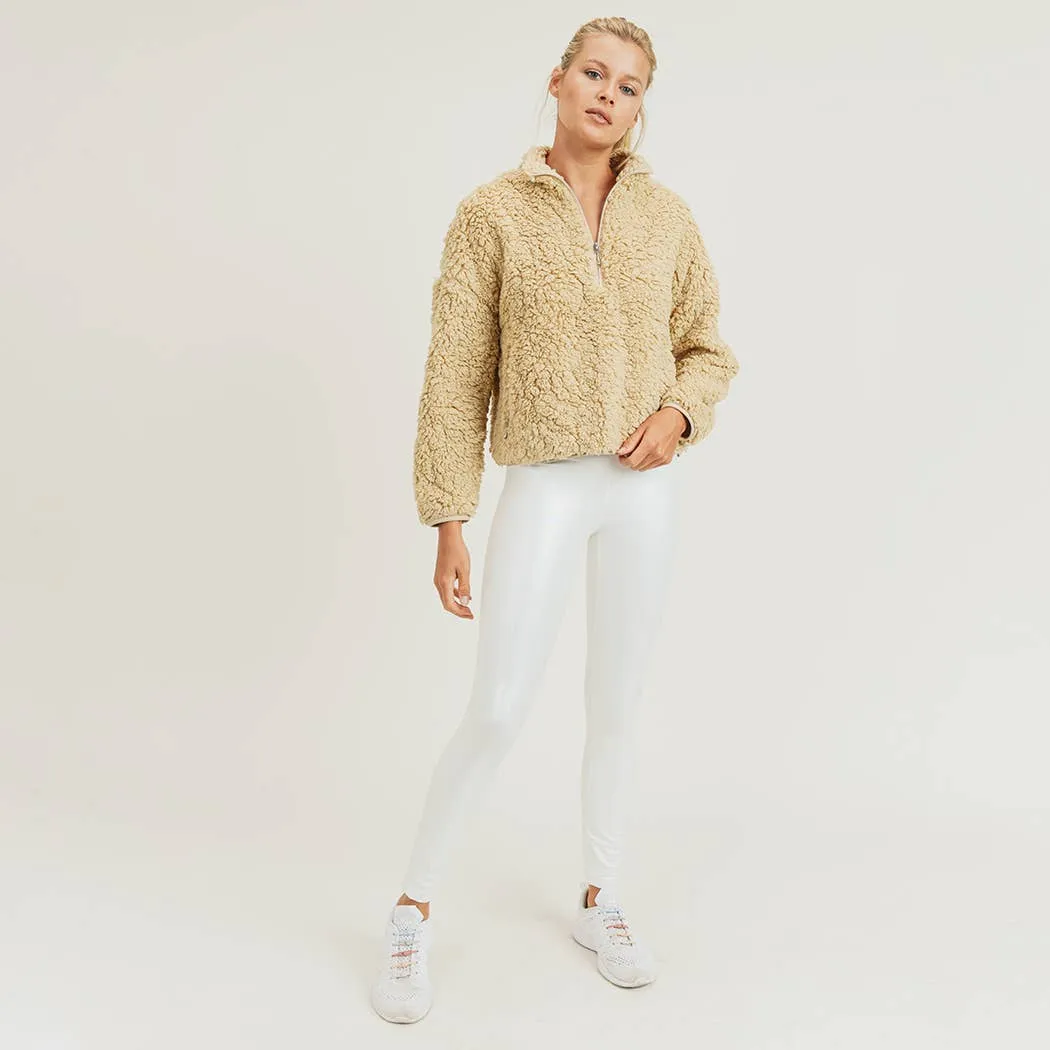 Sherpa Cropped Half-Zip Jacket