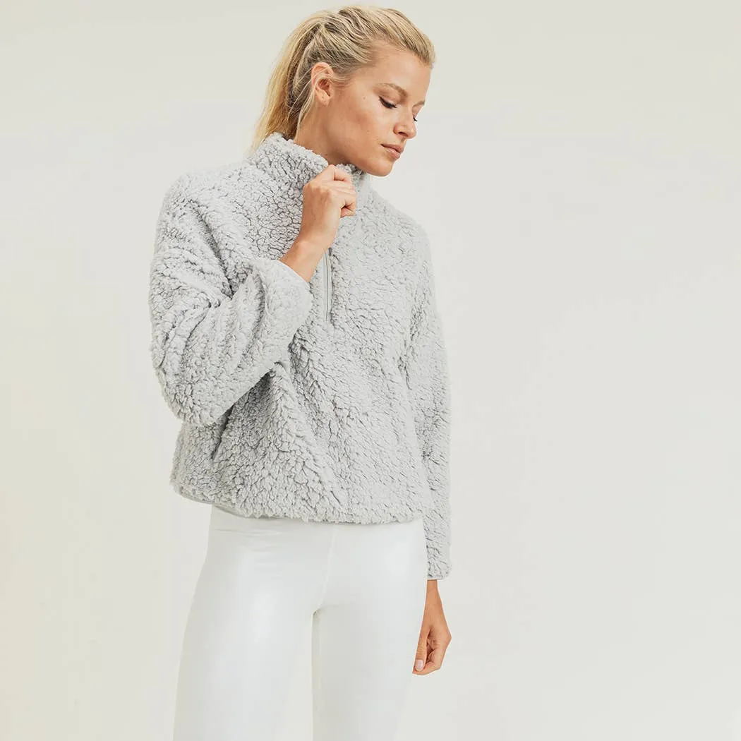 Sherpa Cropped Half-Zip Jacket