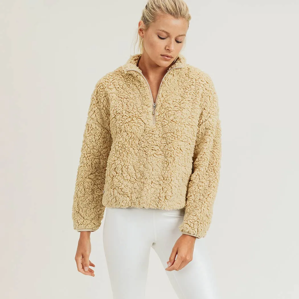 Sherpa Cropped Half-Zip Jacket