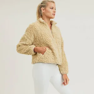 Sherpa Cropped Half-Zip Jacket