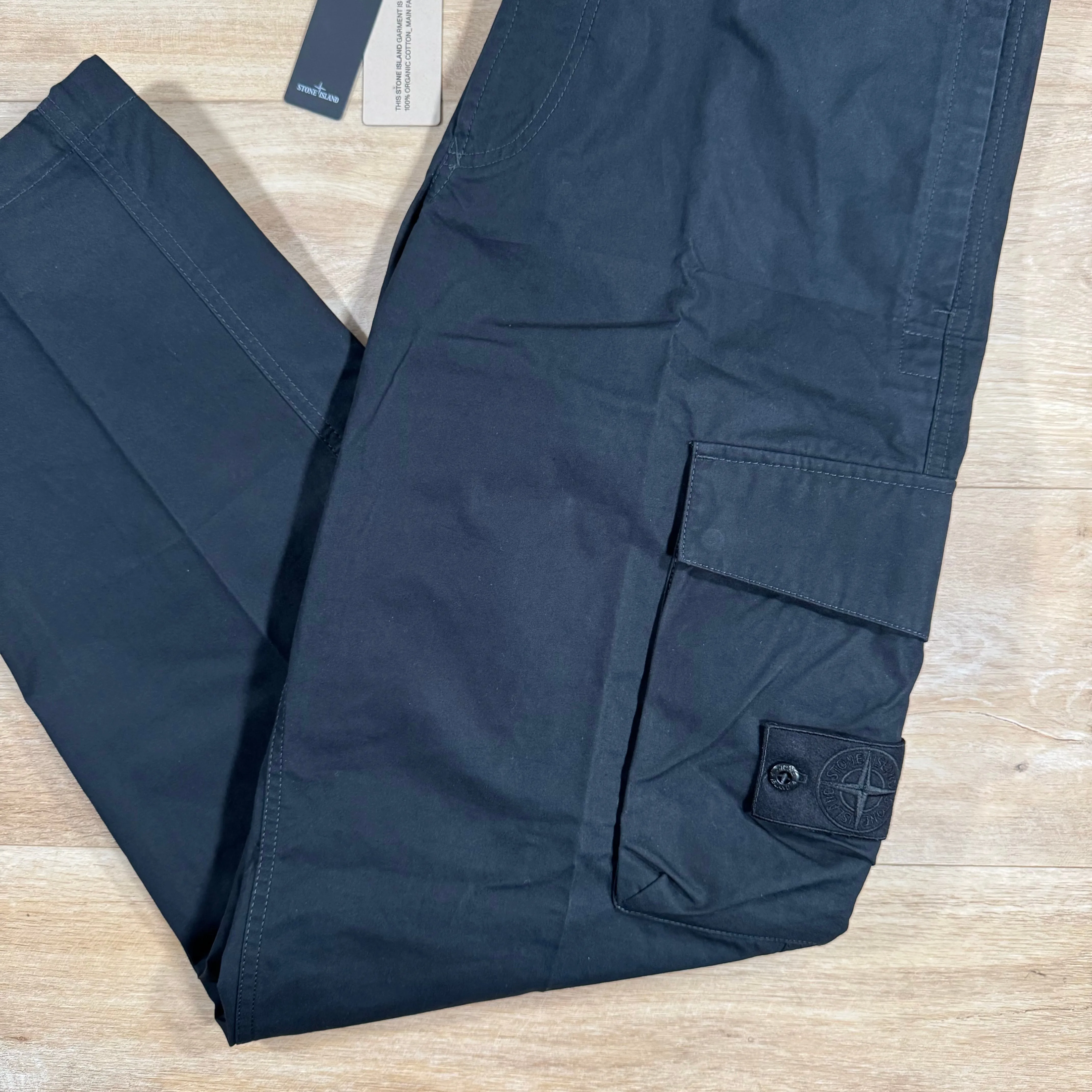 Stone Island Weatherproof Canvas Ghost Cargo Trousers in Black