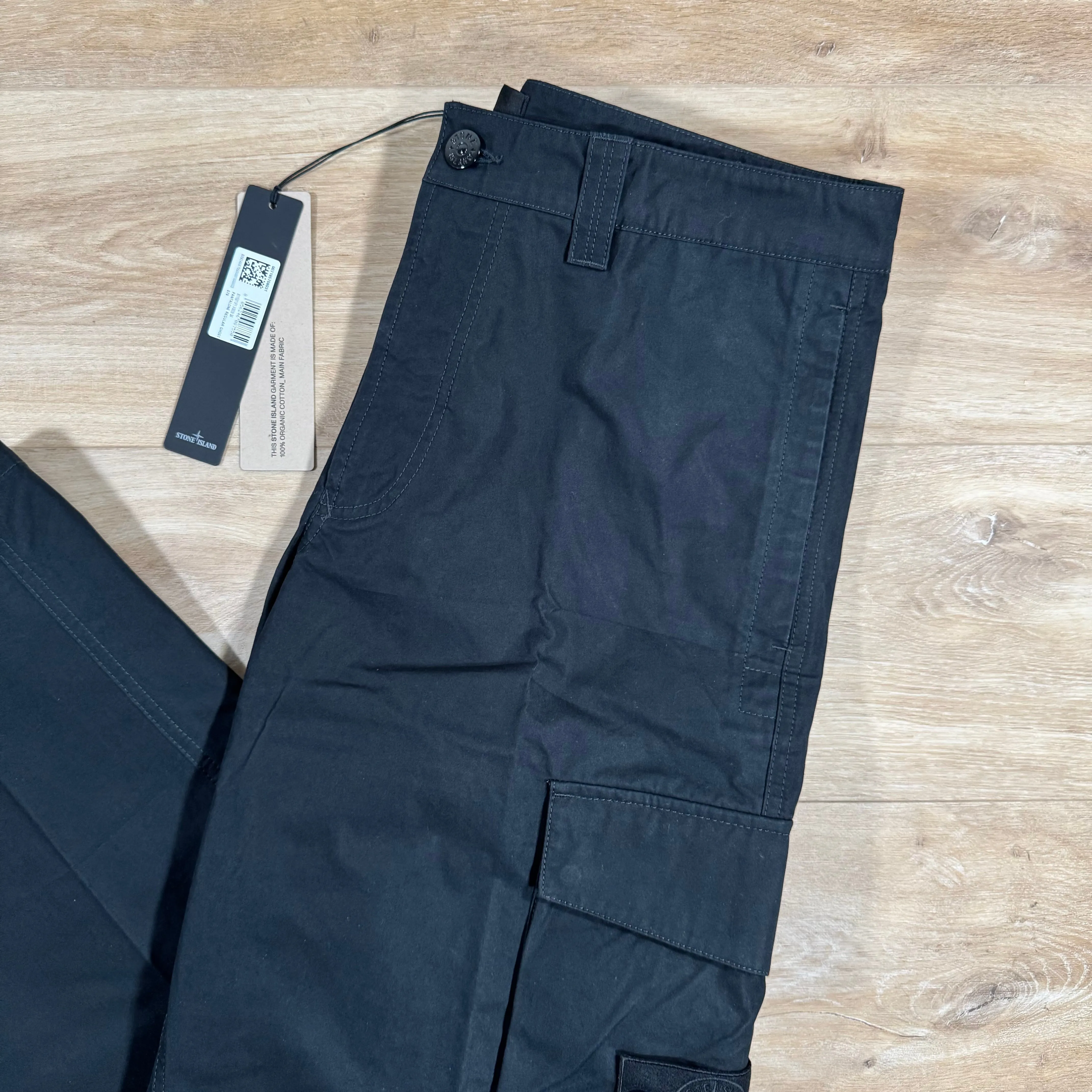 Stone Island Weatherproof Canvas Ghost Cargo Trousers in Black