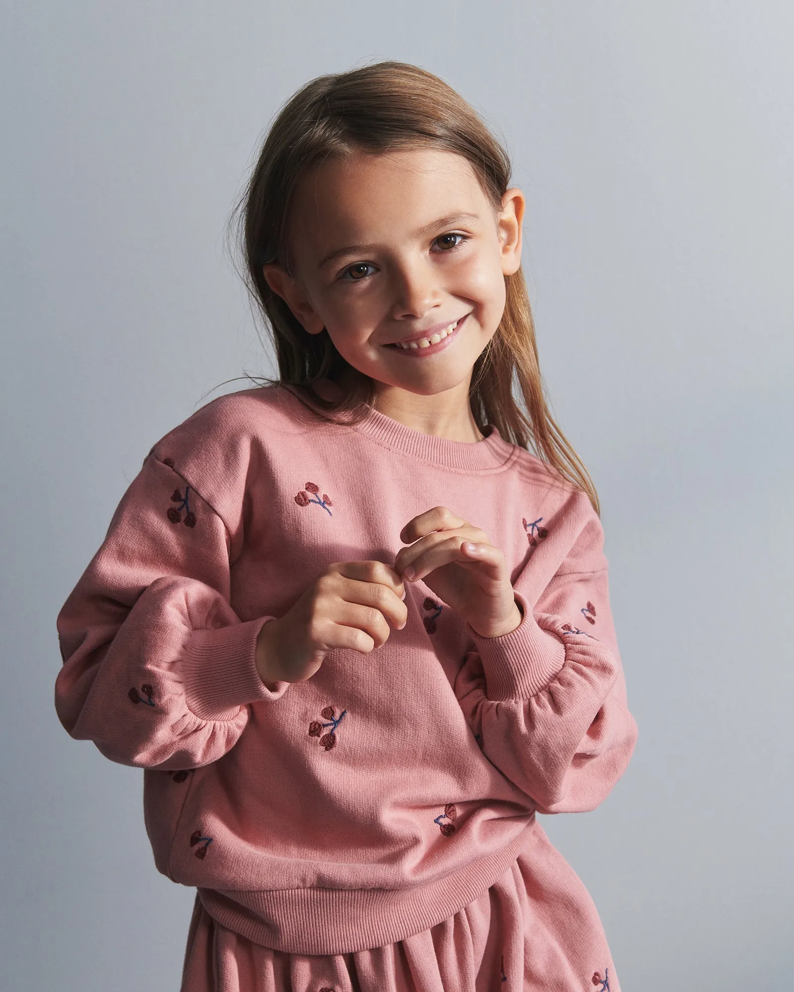 Sweatshirt w. Embroidery - Kids - Dusty Rose