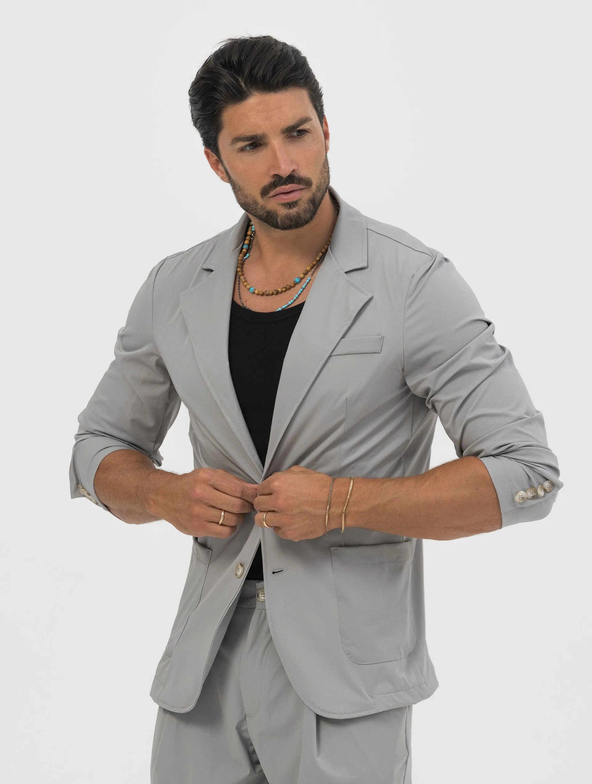 TOKYO TECH SINGLE BREASTED BLAZER IN GREY