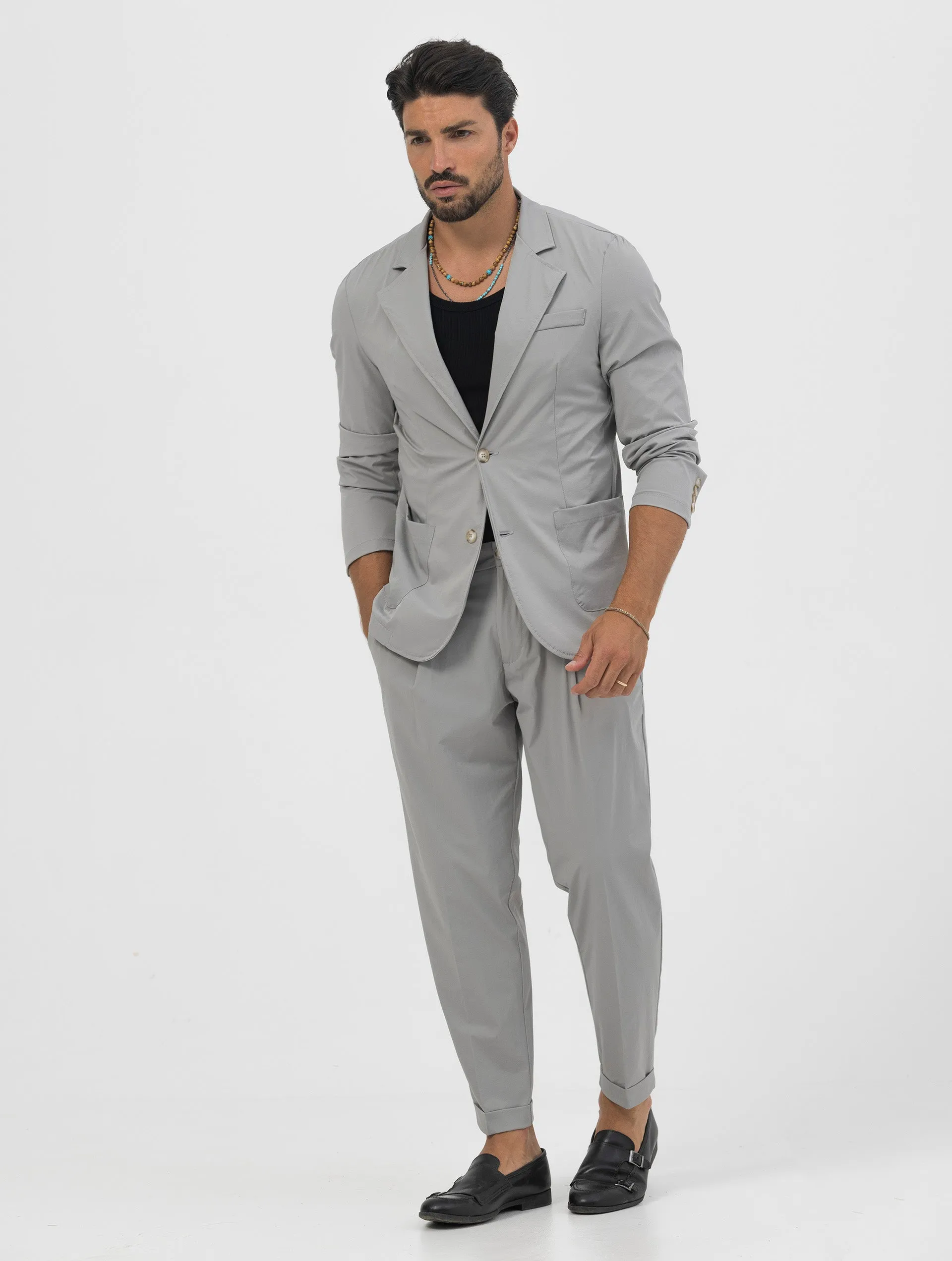 TOKYO TECH SINGLE BREASTED BLAZER IN GREY