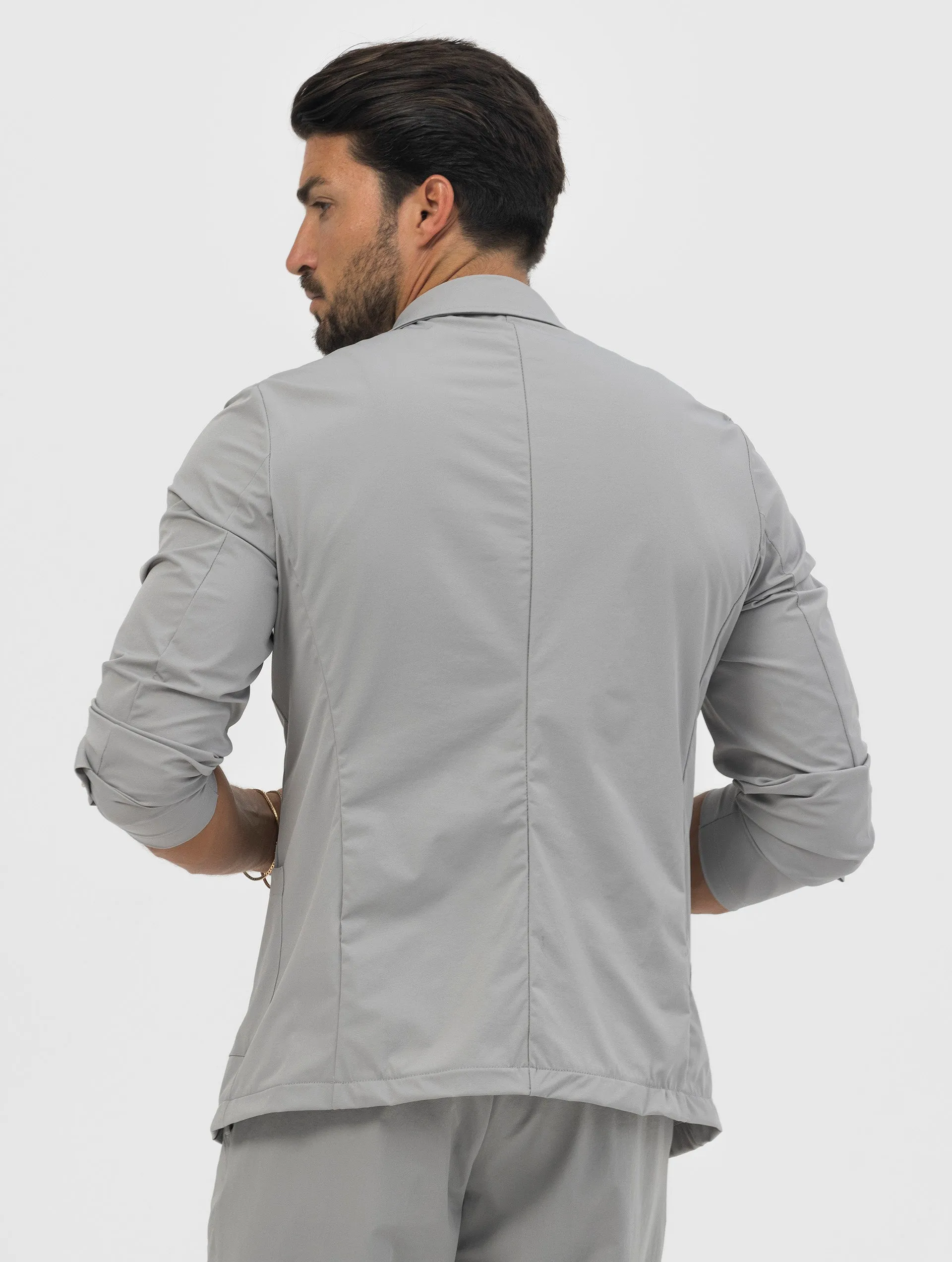 TOKYO TECH SINGLE BREASTED BLAZER IN GREY