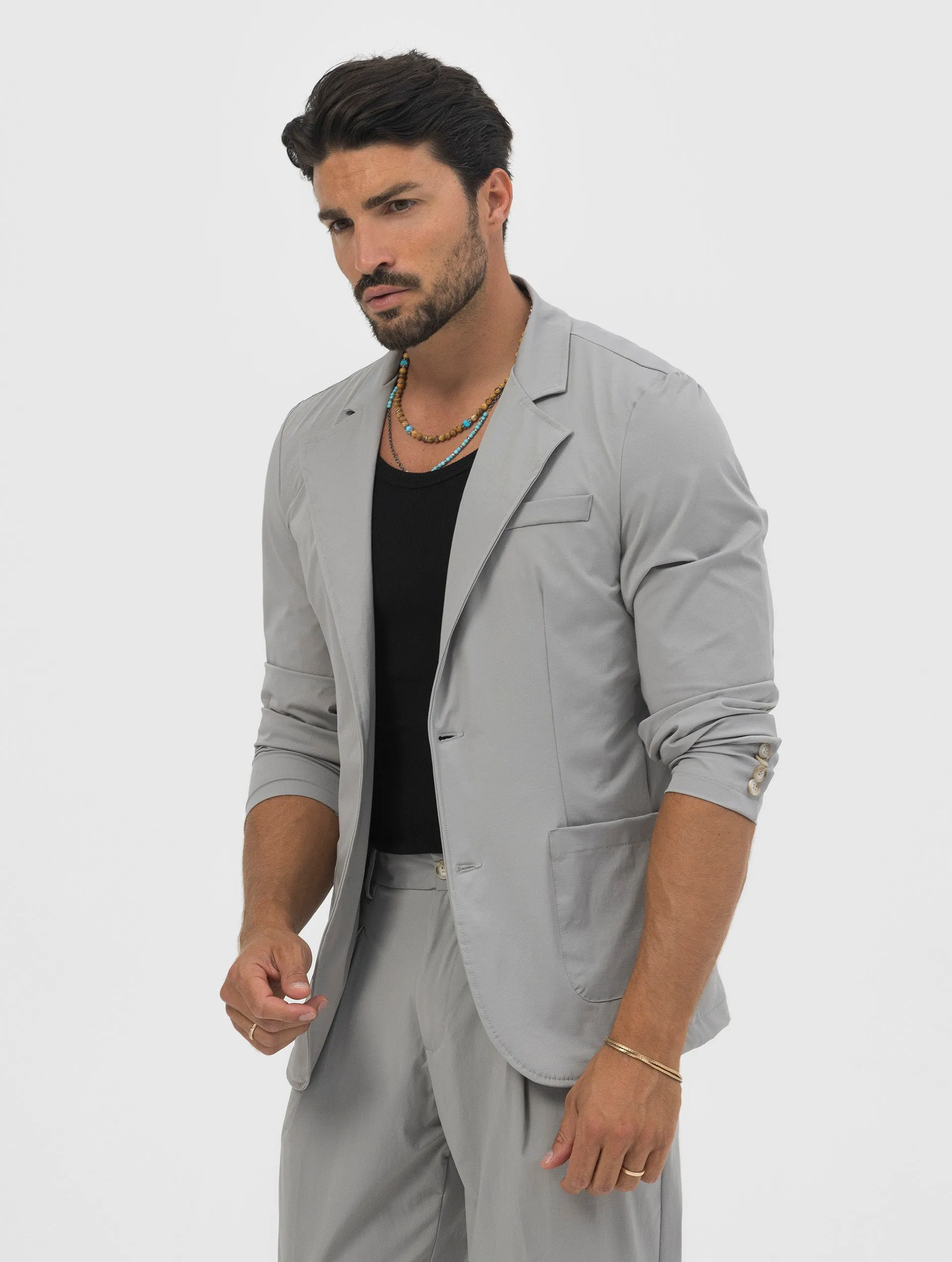 TOKYO TECH SINGLE BREASTED BLAZER IN GREY