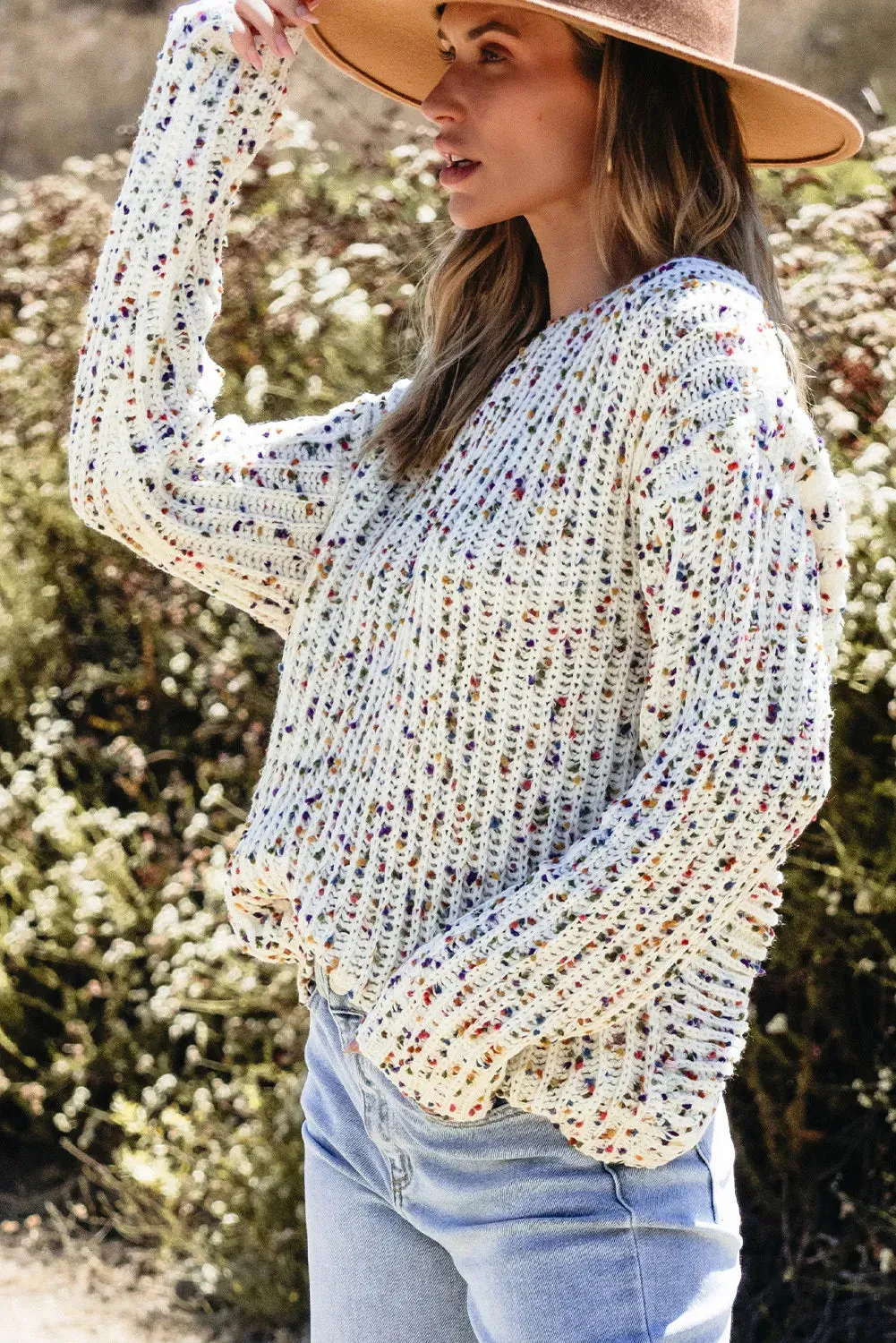 Twisted Confetti Boat Neck Sweater