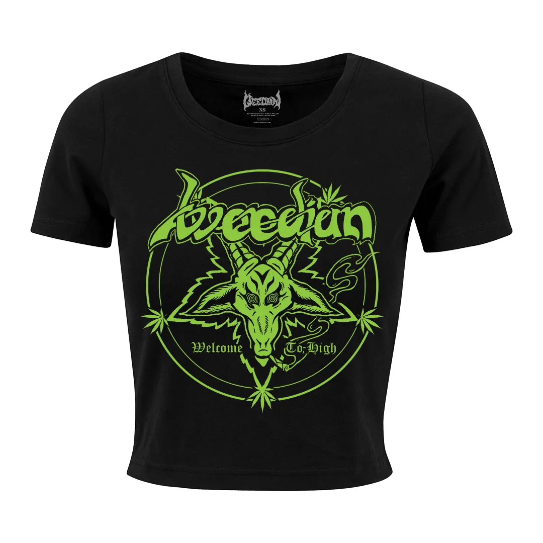 Weedian - Welcome To High Green Logo Women’s Crop T-Shirt - Black